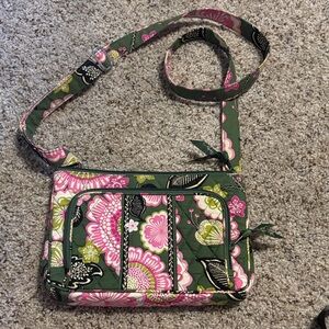 Vera Bradley Quilted Floral Crossbody — Pink & Green